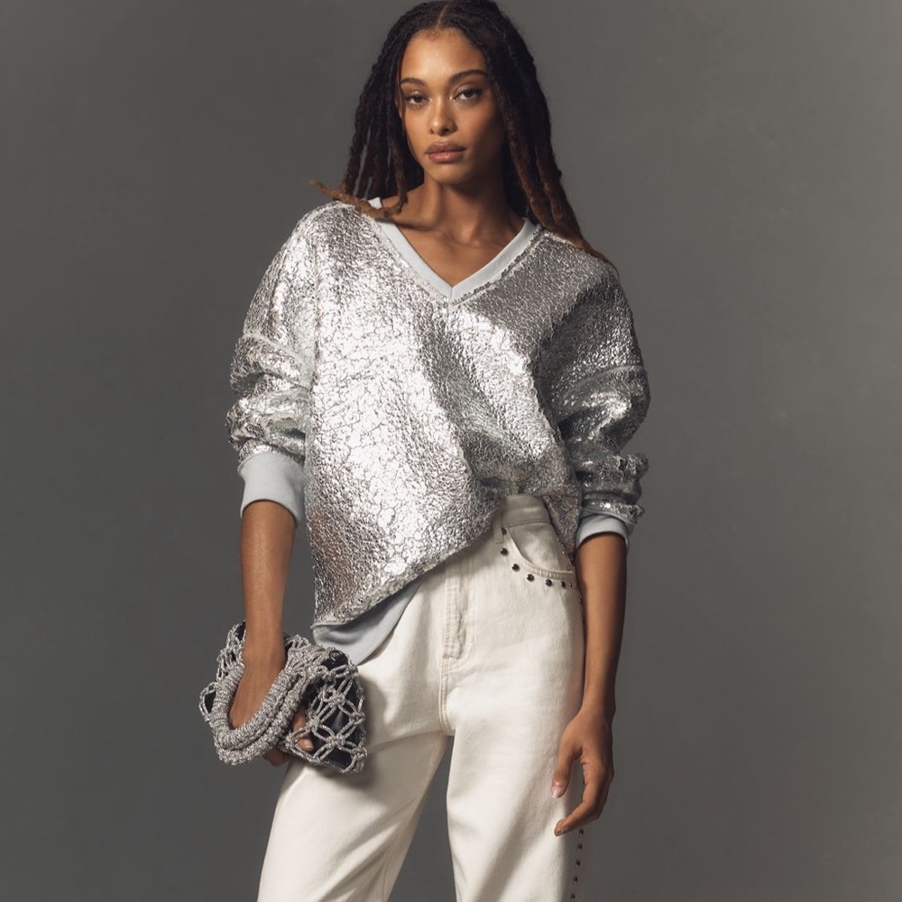 Anthropologie Pilcro Sherpa Foil Tunic